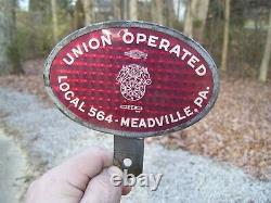 1930s Antique UNION auto License Plate topper Vintage Chevy Ford Hot Rat Rod old