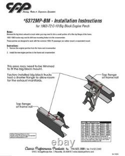 1963-72 Chevy C10 GMC Truck Big Block V8 Engine Mounts Perches 396 402 454