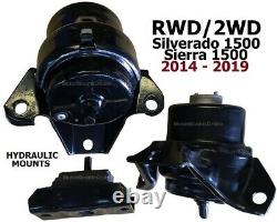 9L1102H 3pc Motor Mounts fit RWD TRUCK 5.3L6.2L 2014 2018 CHEVY Silverado 1500