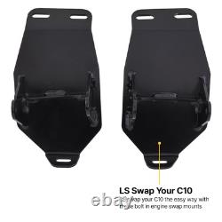 LS Swap Complete Motor Mount Kit, Black, Steel, Fits Chevy C10 1967-72