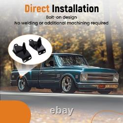 LS Swap Motor Mount For Chevy C10 GMC C1500 1967-1972 Powder Coated Steel Black
