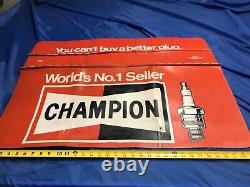 Vintage 1970s Champion Spark Plug auto fender cover sign -factory promo giveaway