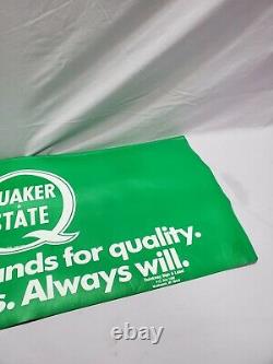 Vintage Green and White Quaker State Fender Cover Used In Good Shape