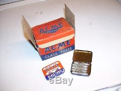 Vintage nos ACME auto Glass fuses tin boxes case gm rat rod original parts oem