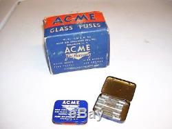 Vintage nos ACME auto Glass fuses tin boxes case gm rat rod original parts oem